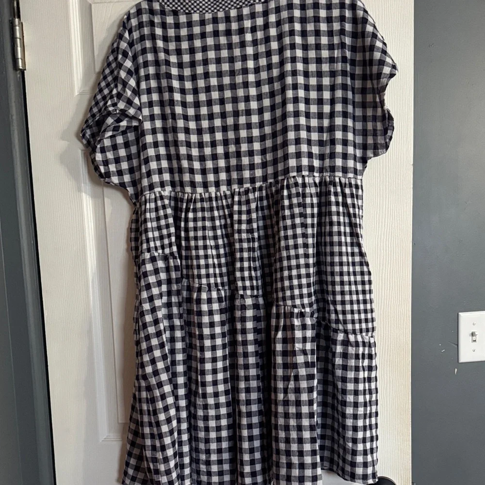 Anthropologie Navy and White Gingham Dress - Picture 6 of 7